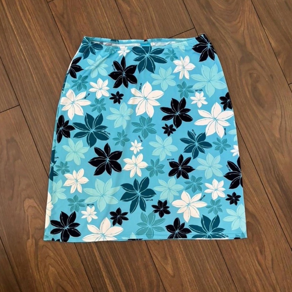 Rip Curl Light Blue Floral Pencil Skirt